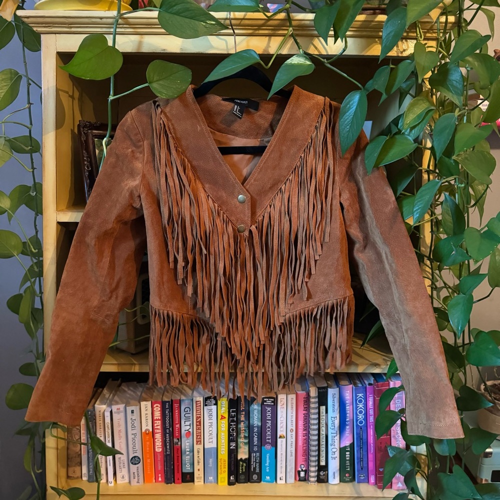 Forever 21 Cropped Fringe Jacket Small